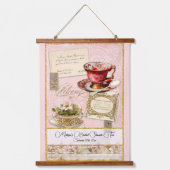 Elegant  Roze Floral Tea Party Bridal Hangend Wandkleed (Voorkant)