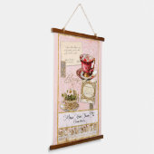 Elegant  Roze Floral Tea Party Bridal Hangend Wandkleed (Gebogen)