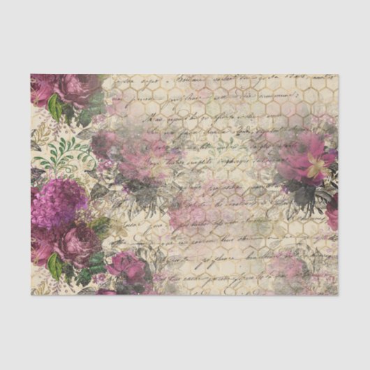 Elegant  Roze Floral Tissuepapier (Voorkant)