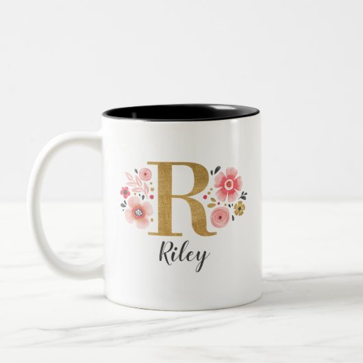 Elegant roze Floral Tweekleurige Koffiemok (Links)