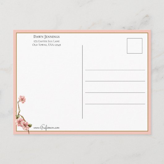 Elegant roze  Floral Valentijn Heart Briefkaart (Achterkant)