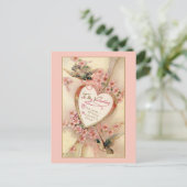 Elegant roze  Floral Valentijn Heart Briefkaart (Staand voorkant)