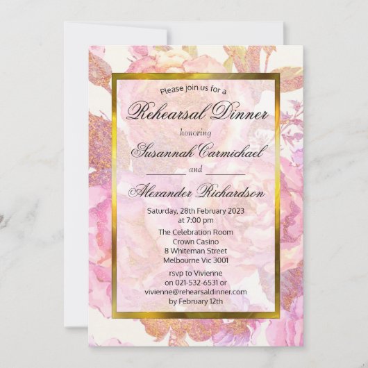 Elegant roze Floral Waterverf repetitie Kaart (Voorkant)