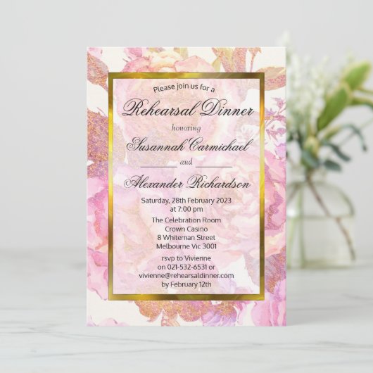 Elegant roze Floral Waterverf repetitie Kaart (Staand voorkant)