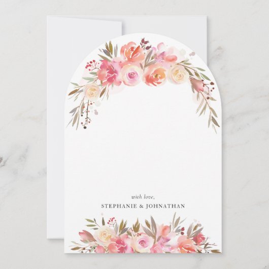 Elegant roze Floral Waterverf repetitie Kaart (Achterkant)