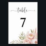 Elegant roze Floral Weddenschappen Kaart<br><div class="desc">Elegante en mooie trouwtafel nummers met roze waterverf bloemen en pampasgras. Ontworpen om te passen bij ons Pink Flowers & Pampas Grass Wedding Invitation Collectie.</div>