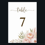 Elegant roze Floral Weddenschappen Kaart<br><div class="desc">Elegante trouwtafel nummers met roze waterverf bloemen en pampasgras. Ontworpen om te passen bij ons Pink Flowers & Pampas Grass Wedding Invitation Collectie.</div>