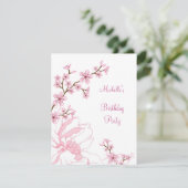 Elegant roze Floral White Birthday Kaart (Staand voorkant)