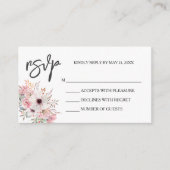 Elegant roze Floral White RSVP-kaart Informatiekaartje (Voorkant)
