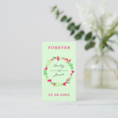 Elegant roze Floral Wreater Bleek Green Wed Regist Informatiekaartje (Staand voorkant)