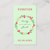 Elegant roze Floral Wreater Bleek Green Wed Regist Informatiekaartje (Voorkant)