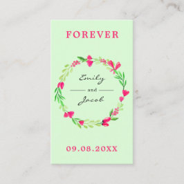 Elegant roze Floral Wreater Bleek Green Wed Regist Informatiekaartje