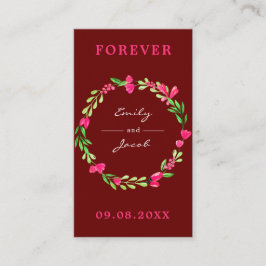 Elegant roze Floral Wreater Dark Red Wed Registry Informatiekaartje