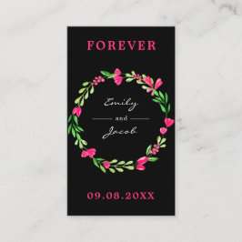 Elegant roze Floral Wreath Black Wedding Registry Informatiekaartje
