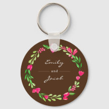 Elegant roze Floral Wreath Brown Naam van paar