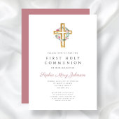 Elegant roze Floral Wreath Cross First Community Kaart