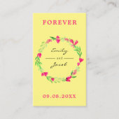 Elegant roze Floral Wreath LT Yellow Wed Registry Informatiekaartje (Voorkant)