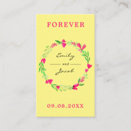 Elegant roze Floral Wreath LT Yellow Wed Registry Informatiekaartje