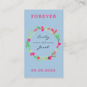 Elegant roze Floral Wreatlight Blue Wed Registry Informatiekaartje (Voorkant)