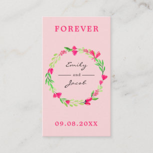 Elegant roze Floral Wreator Light Pink Wed Registr Informatiekaartje