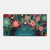 Elegant roze florale grillige gepersonaliseerde bureaumat (Voorkant)