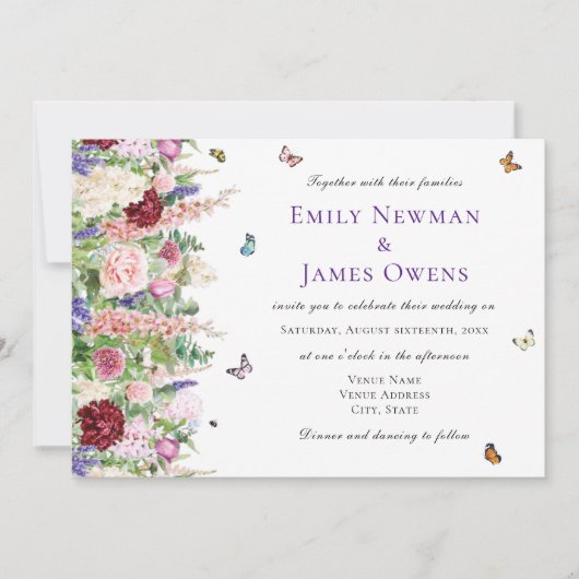 Elegant roze Florals & Butterflies | Weddenschap Kaart (Voorkant)