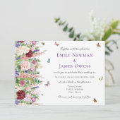 Elegant roze Florals & Butterflies | Weddenschap Kaart (Staand voorkant)