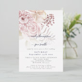 Elegant roze Florals QR Code Weddenschap Real Folie Uitnodiging (Staand Voorkant)