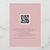 Elegant roze Florals QR Code Weddenschap Real Folie Uitnodiging (Achterkant)