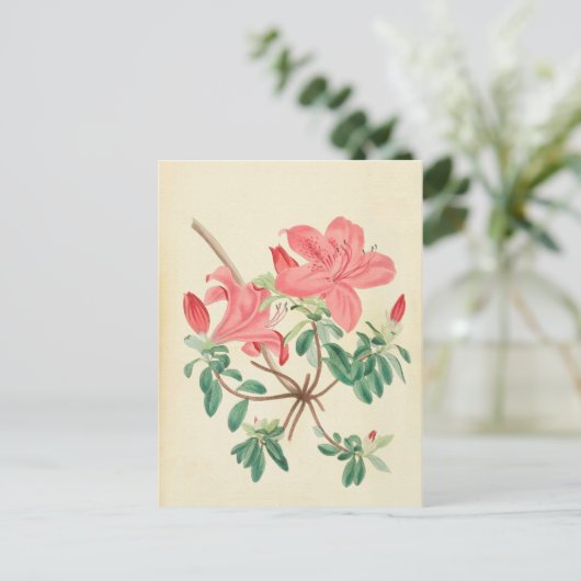 Elegant  roze floreel briefkaart (Staand voorkant)