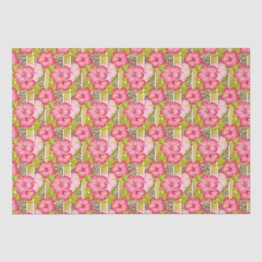 Elegant roze floreel patroon Bindweefselpapier Tissuepapier (Voorkant)