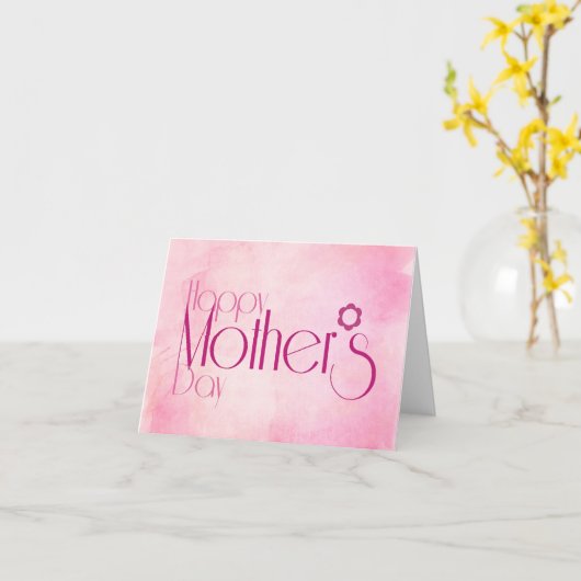 Elegant Roze Flower Happy Moederdag Kaart (Gele Bloem)