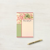 Elegant  Roze Flowers Green Post-it® Notes (Op bureau)