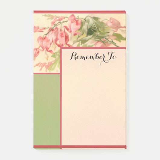 Elegant  Roze Flowers Green Post-it® Notes (Voorkant)