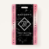 Elegant roze Folie Black Marble VIP Event Badge (Voorkant)