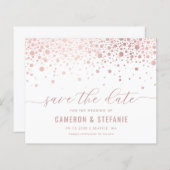 Elegant roze Folie Confetti White Save the Date (Voorkant / Achterkant)