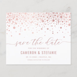 Elegant roze Folie Confetti White Save the Date
