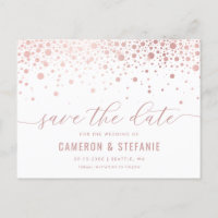 Elegant roze Folie Confetti White Save the Date