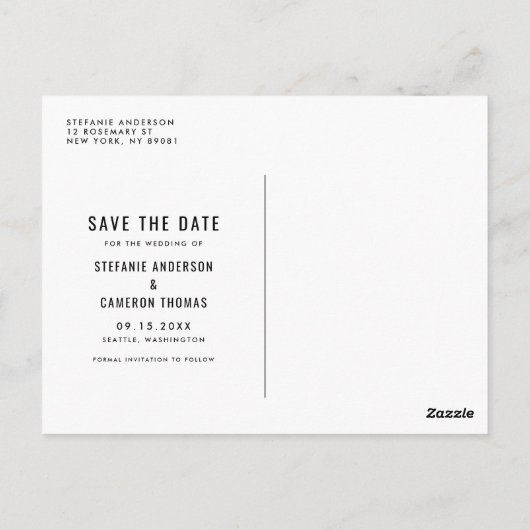 Elegant roze Folie Confetti White Save the Date Briefkaart (Achterkant)