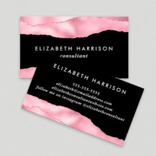Elegant roze Folie zwart Visitekaartje