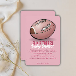 Elegant roze Football Baby shower Bedankkaart