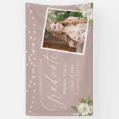 Elegant roze foto bloemig Afstuderen Spandoek (Verticaal)