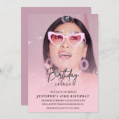 Elegant roze fotodiner 43e verjaardag kaart (Voorkant / Achterkant)