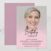 Elegant roze fotodiner 76e verjaardag kaart (Voorkant / Achterkant)