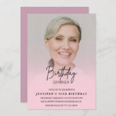 Elegant roze fotodiner 92e verjaardag kaart (Voorkant / Achterkant)