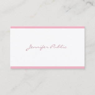 Elegant roze Freehand Script Plain Sleek Luxe Visitekaartje