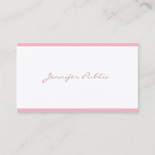 Elegant roze Freehand Script Plain Sleek Luxe Visitekaartje (Voorkant)