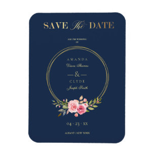 Elegant Roze Garland Wreath Wedding Magneet