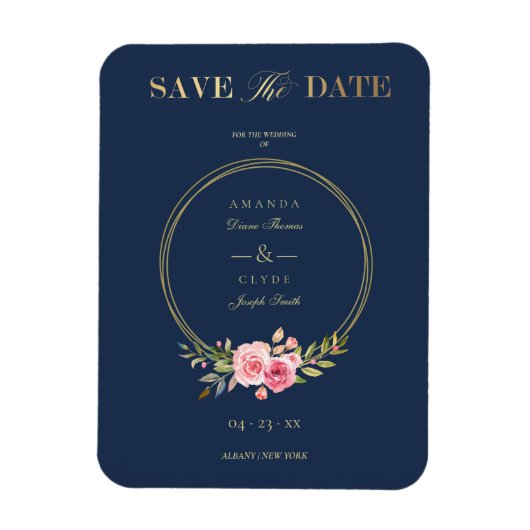 Elegant Roze Garland Wreath Wedding Magneet (Verticaal)