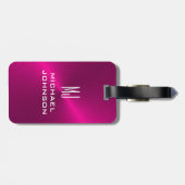 Elegant roze geborsteld metallisch monogrammen Ini Bagagelabel (Achterkant horizontaal)